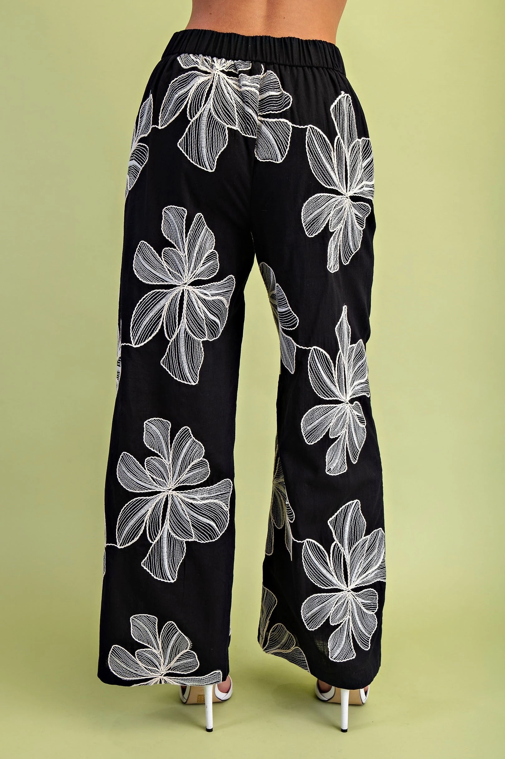 Floral Embroidered Pants